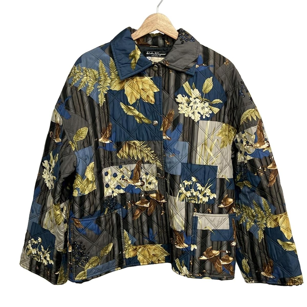 FERRAGAMO SalvatoreFerragamo サルバトーレフェラガモ コート サイズM レディース - ブルーグレー×ダークグレー×マルチ 長袖 冬