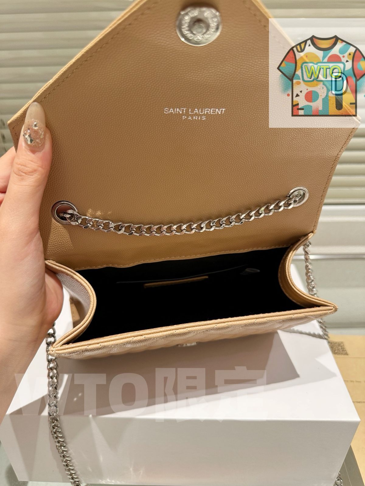高級 今日 YSL イーエスエル エンベロープシリーズ シンプルなエンベロープ型と金属チェーンデザイン-WTO輸入2