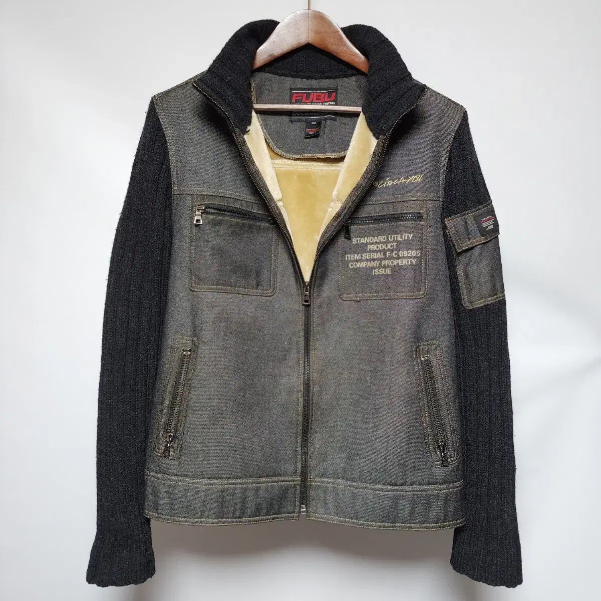 FUBU ウール 生デニム ジップアップ ジャケット