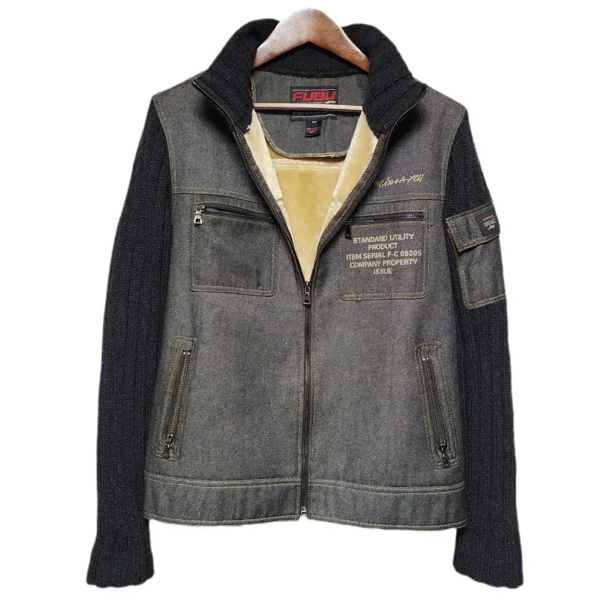 FUBU ウール 生デニム ジップアップ ジャケット