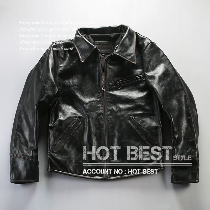 1.2mm 茶芯カウハイド 30 sスタイル シングルライダース レザージャケット 植物鞣し革 オイルレザー 牛革