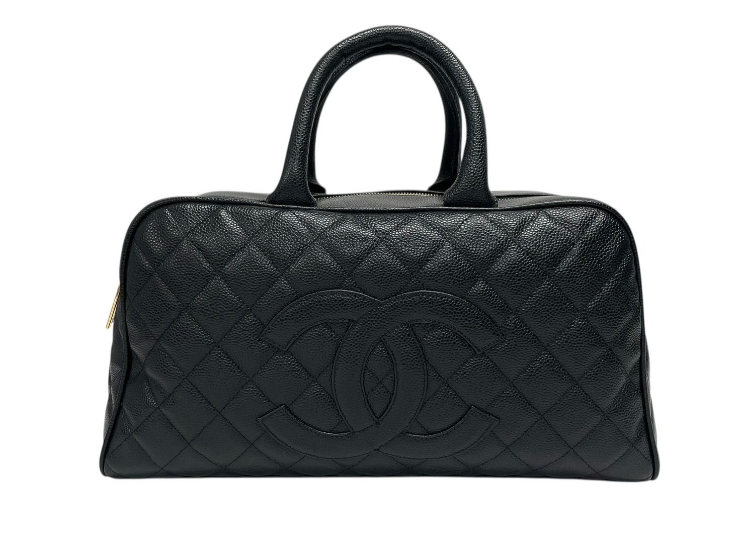 CHANEL シャネル ボストンバッグ ボーリングボストンバック キャビアスキン 8番台 ブラック ゴールド金具 4b009130