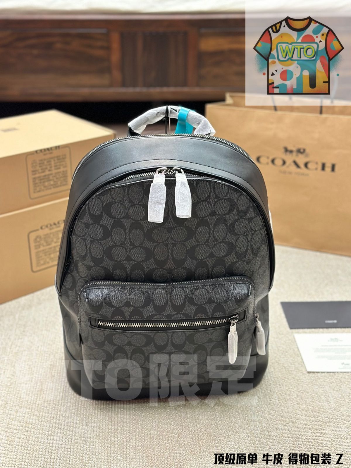 WTO通販 Coach West 35 コーチ ウエスト 35 ブラックモノグラムミックス バックパック-WTO輸入-YNK26
