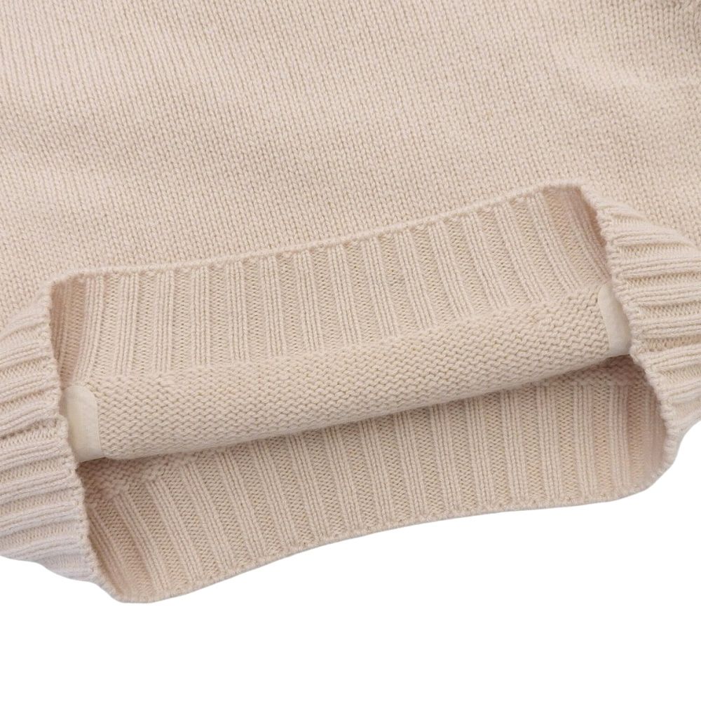 FENDI フェンディ 美品 カリグラフィー カシミヤ ショート ニット トップス レディース ピンクベージュ 36 FZX699 36