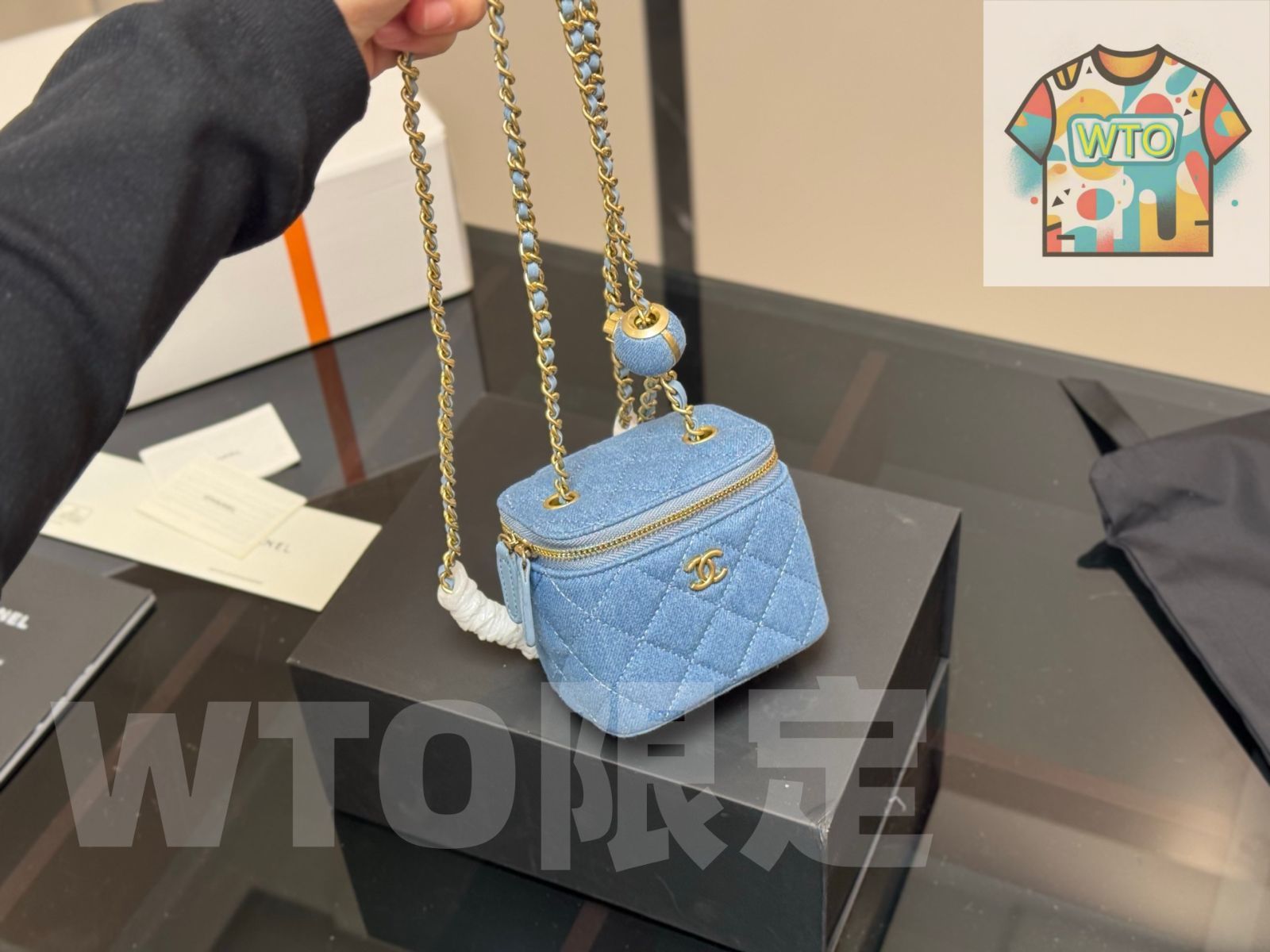 WTO通販 Chanel Denim G Ball Box Bag シャネル デニム ゴールドボール ボックス バッグ-WTO輸入-CPI42