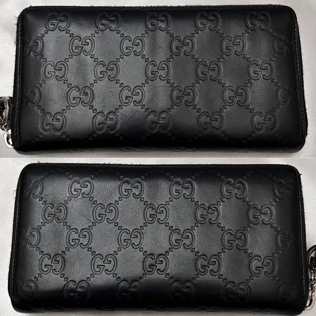 グッチ シマレザー 長財布 GGシルバー金具 233025 ブラック