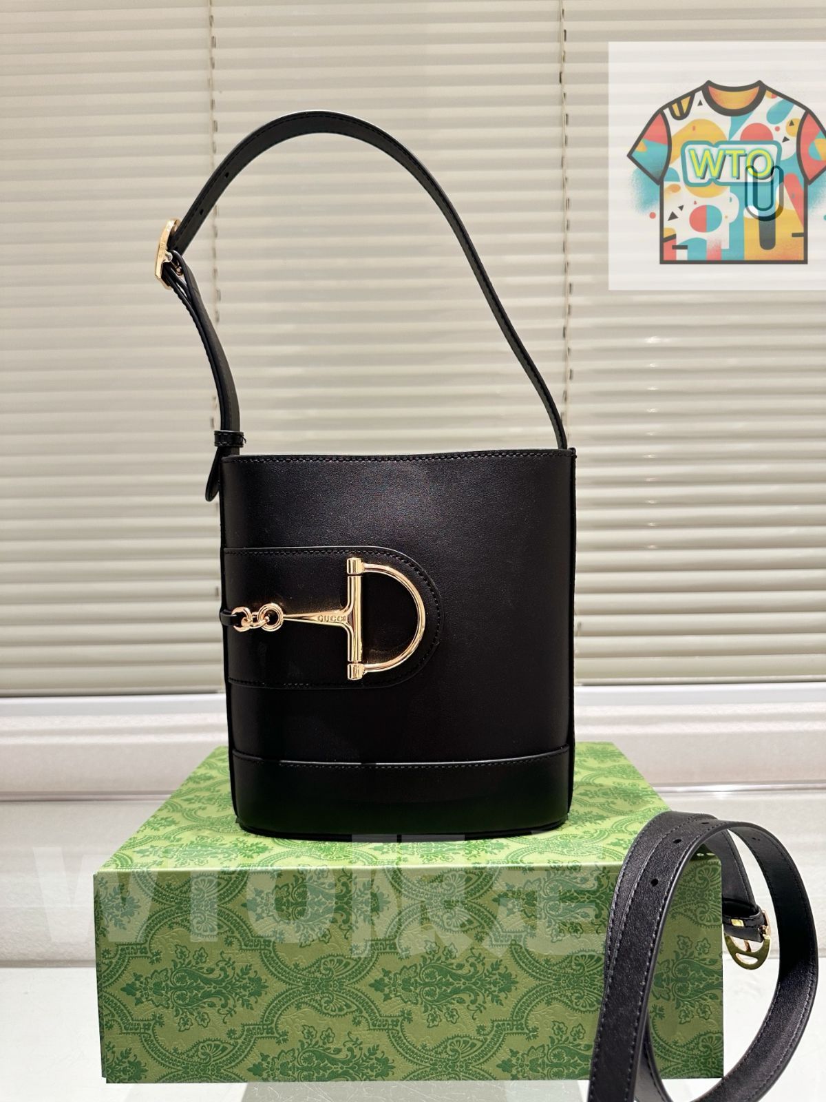 WTO通販 Gucci Monogram Horsebit Bucket Bag グッチ モノグラム ホースビット バケット バッグ-WTO輸入-YQG13