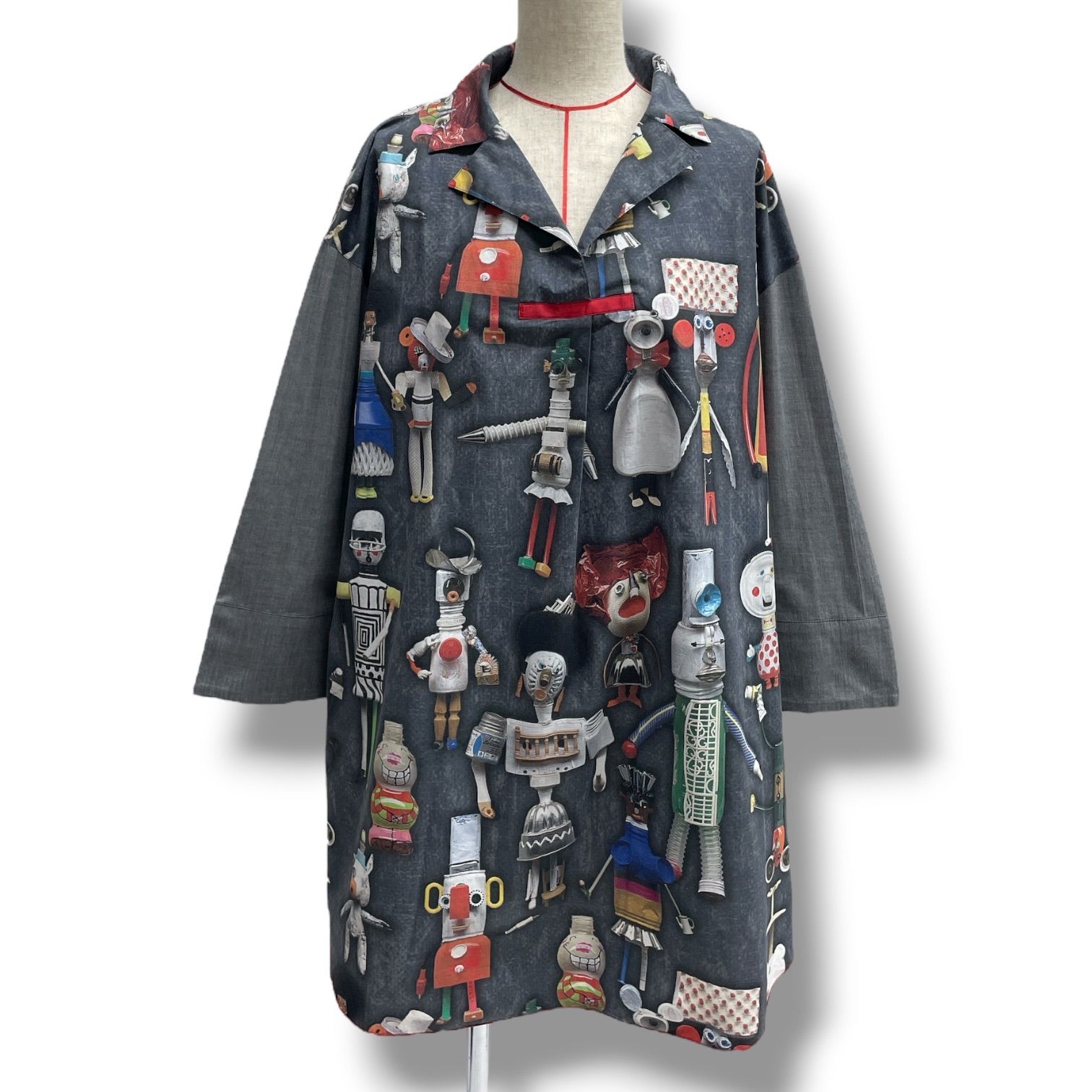 Fou Fouille フフイユ 柄シャツ トップス シャツ 柄 アルベロベロ グレー 灰色 レディース 春 秋 ゴーゴー古着マルイ北千住店 1 No.1177