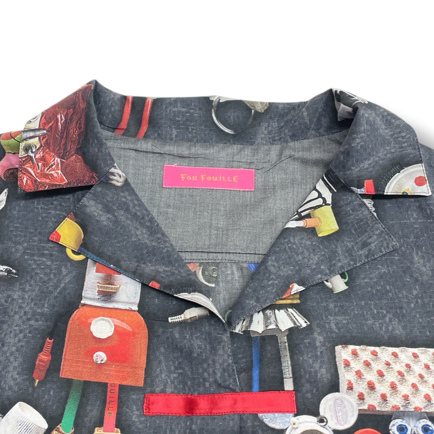 Fou Fouille フフイユ 柄シャツ トップス シャツ 柄 アルベロベロ グレー 灰色 レディース 春 秋 ゴーゴー古着 1 No.1177 五分袖 七分袖 シャツ ブラウス
