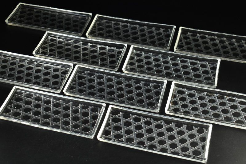 蔵A 5208 b 1 ガラス 硝子皿 長皿 籠目 十客 幅24 5㎝