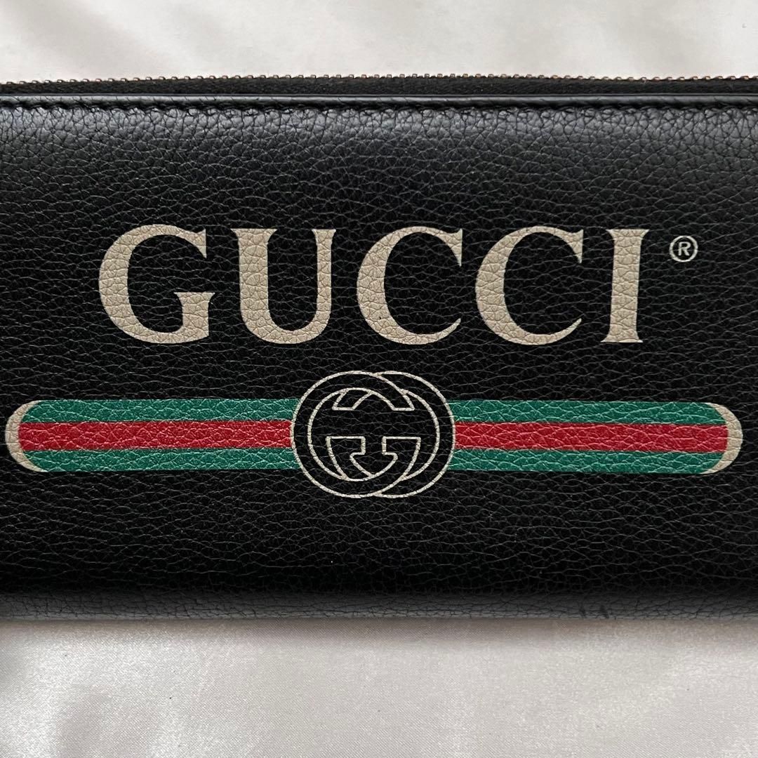 ◇極美品◇グッチ ヴィンテージロゴプリント長財布 ブラック 496317