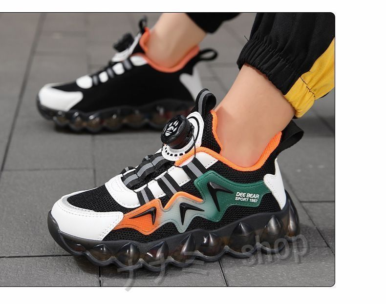 スニーカー 子供靴 ジュニア 子供用 脱ぎ履き ダイヤル式スニーカー 運動靴 通学 軽量 キッズ ランニング　シューズ メッシュ靴　通園