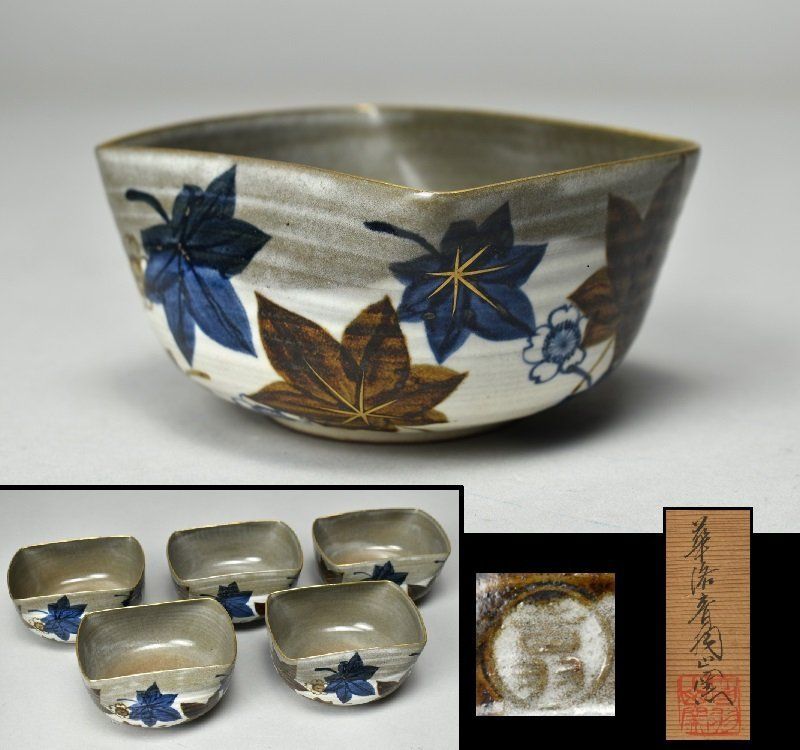 珍味入れ　京焼乾山写雲錦金縁かすみ皿10客 京焼 京焼・清水焼 俊山 花鳥乾山十二月角皿揃 – SEIKADO