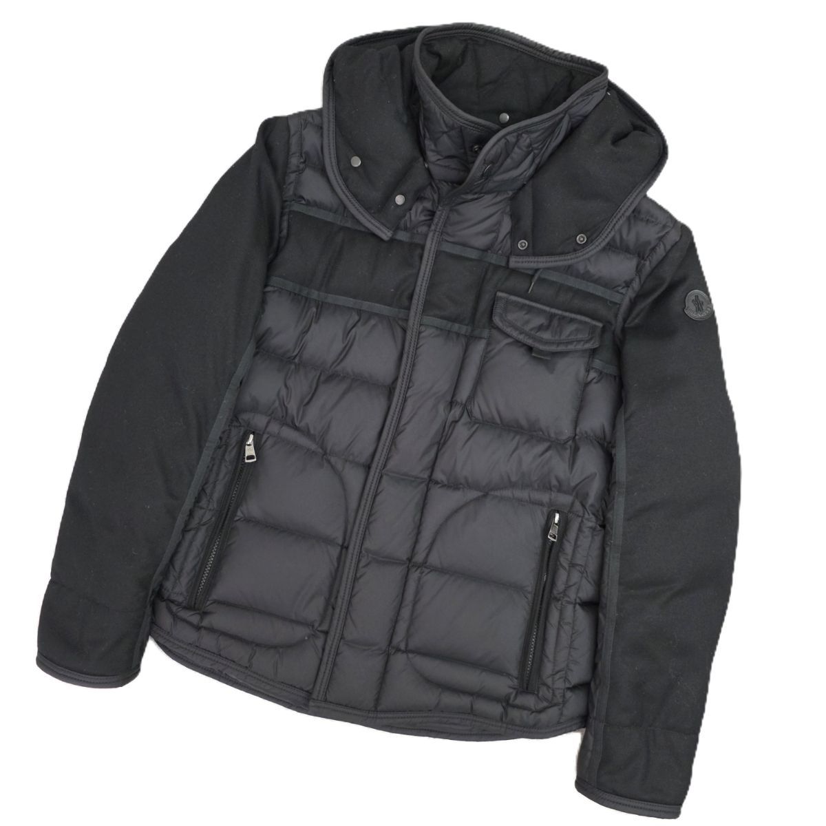 MONCLER モンクレール RYAN ライアン ナイロン×ウール 切り替え 牛革