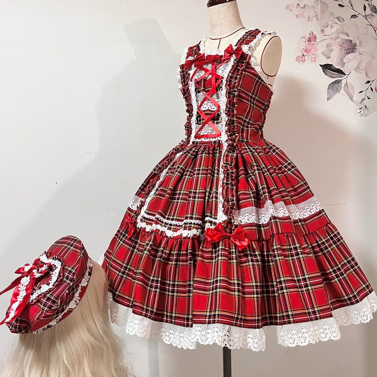 ⋆⸜ ⸝⋆ タータンチェックジャンパースカート 赤