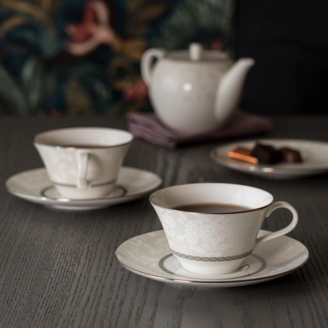 NARUMI ナルミ カップ ソーサー セット ミラノビアンカ 210cc ホワイト 花柄 梅の花 ペア ティーコーヒー兼用カップ-ソーサー かわいい おしゃれ 結婚祝い プレゼント ギフト箱入り 51461-21800P