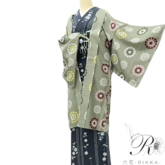 六花 RIKKA 洗える着物 羽織紐付 ロング丈 羽織 着物 A 1620 羽織 着物 浴衣