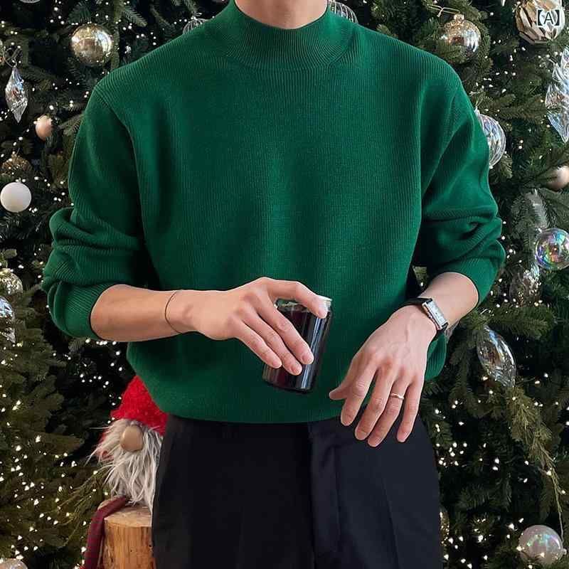 ニット メンズ 男性用 秋冬 クリスマス 暖か セーター プルオーバー カットソー 長袖 トップス 普段使い リラックス 部屋着 韓国風