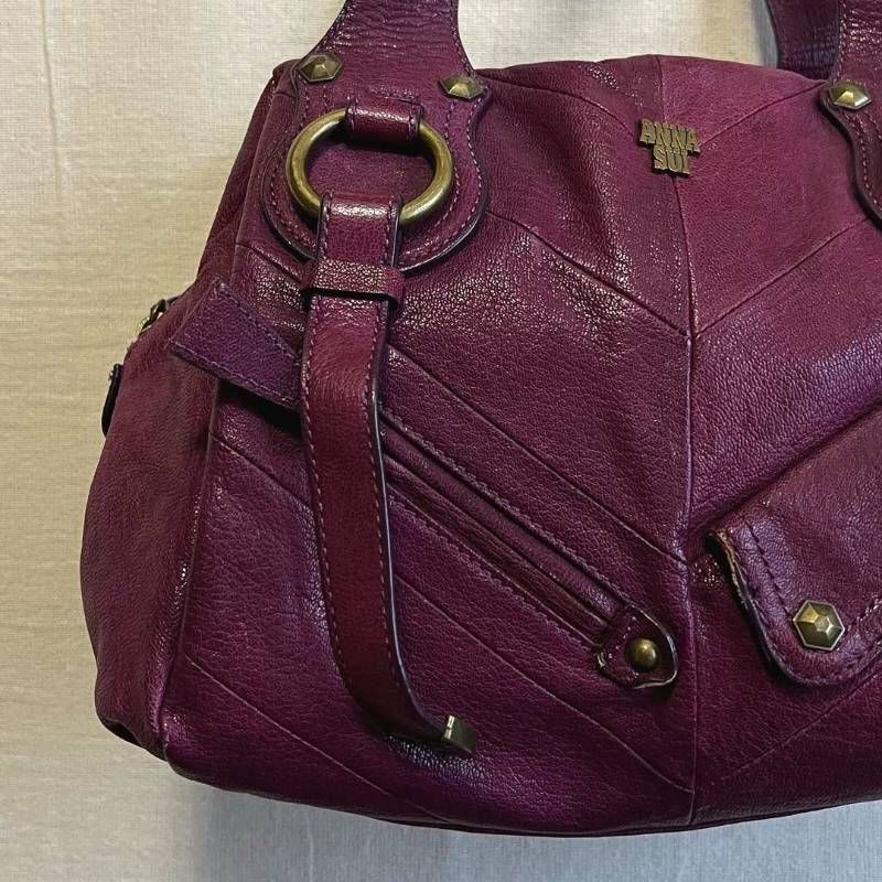 希少 archive ANNA SUI アナスイ パープル リアルレザー 本革
