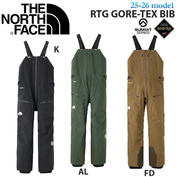 25-26 ザ ノースフェイス アールティージーゴアテックスビブ THE NORTH FACE RTG GORE-TEX BIB スノーボード ウエア パンツ 25-26-PT-TNF ブラック フィールドブラウン アルパイン S M L XL XXL