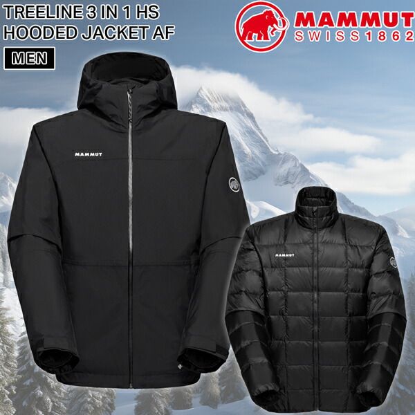 マムート ツリーライン3イン1ハードシェルフードジャケット MAMMUT TREELINE 3 IN 1 HS HOODED JACKET AF アウター ジャケット ゴアテックスジャケット ダウン ブラック S M L XL
