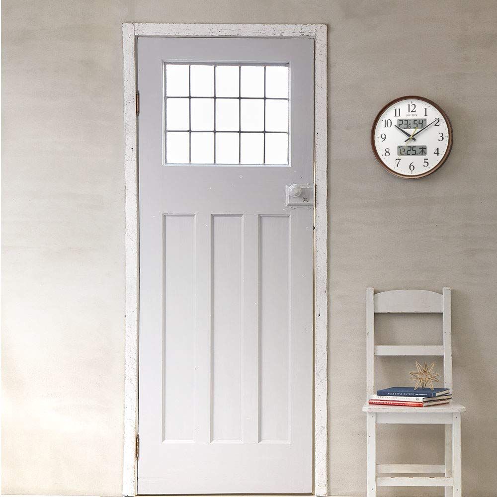 リズム掛け時計 電波時計 アナログ 温度 湿度 カレンダー 8FYA03SR06 リズム(RHYTHM) 掛け時計 電波時計 アナログ 連続秒針 温度 湿度