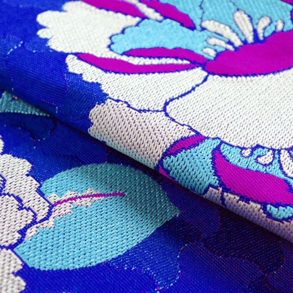 平和屋着物○両面 半幅帯 雪輪舞蝶桜文 黒地 正絹 逸品 DAAY0356ob