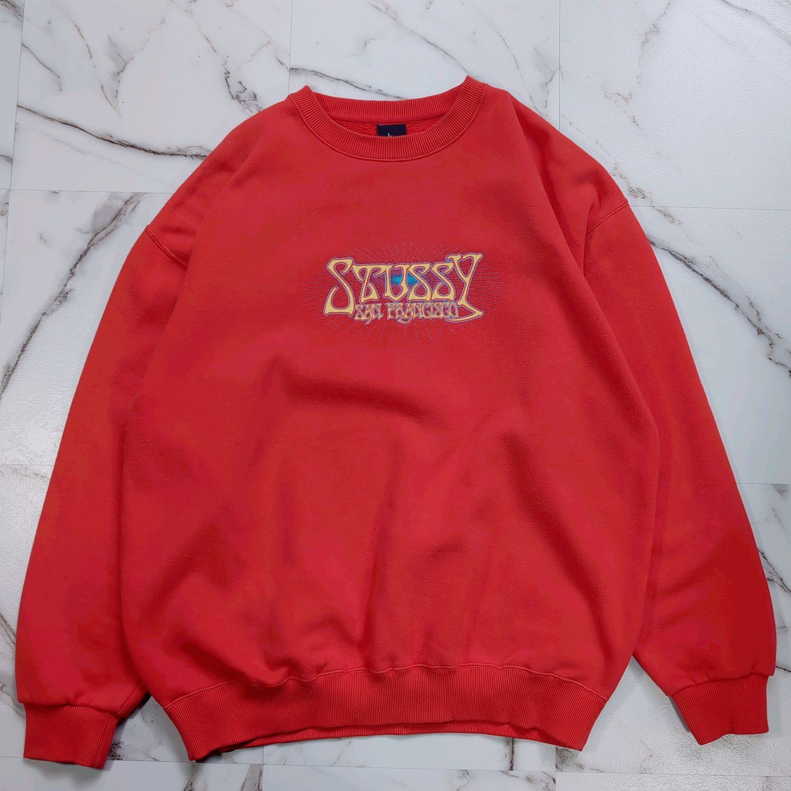 90s 紺タグ STUSSY サンフランシスコ店限定デザイン スウェット レッド