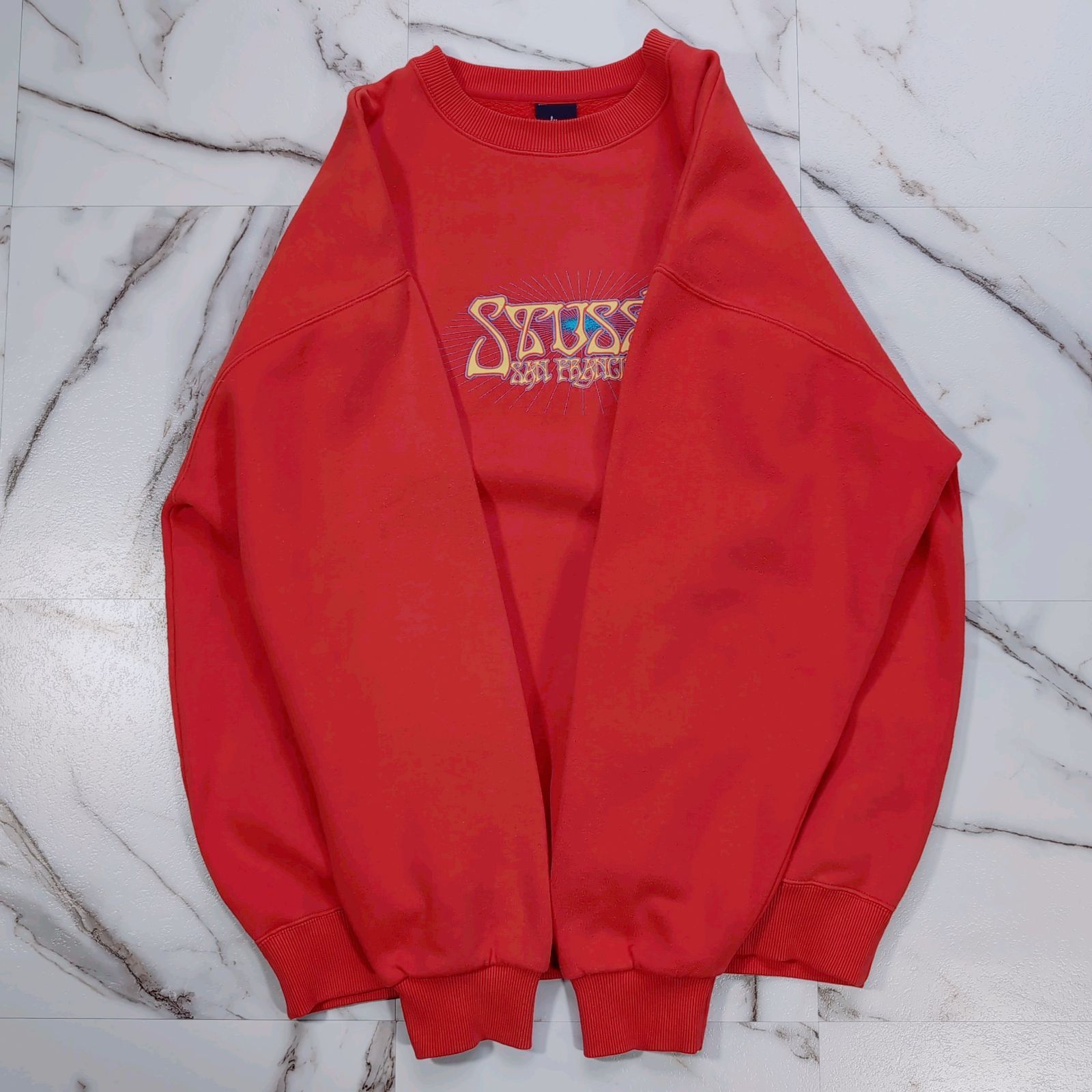 90s 紺タグ STUSSY サンフランシスコ店限定デザイン スウェット レッド 