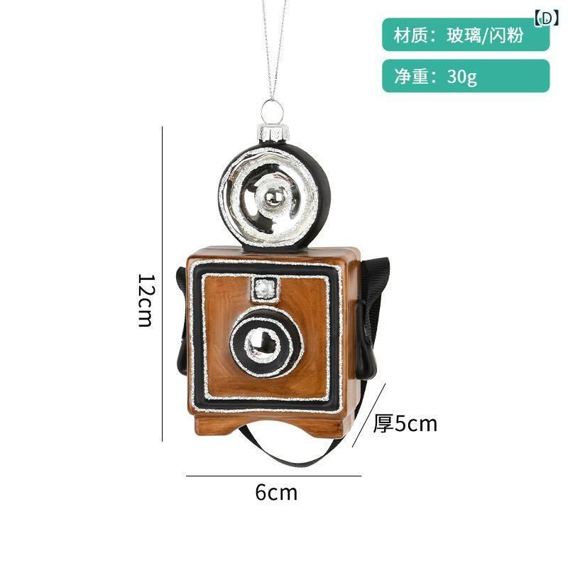 ガラスカメラオーナメント。 ガラス製ゴールド一眼レフカメラ