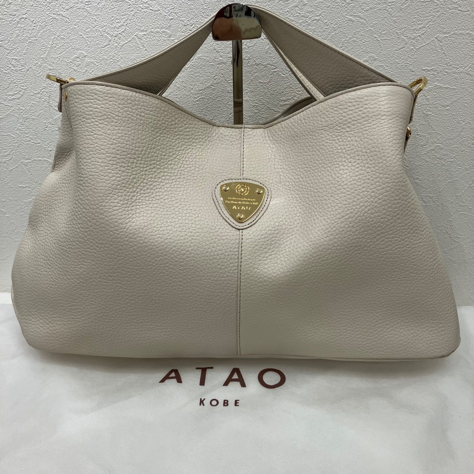 6070 ATAO アタオ トートバッグ 2way ショルダーバッグ エルヴィ レザー ライトベージュ系 保存袋付き レディース