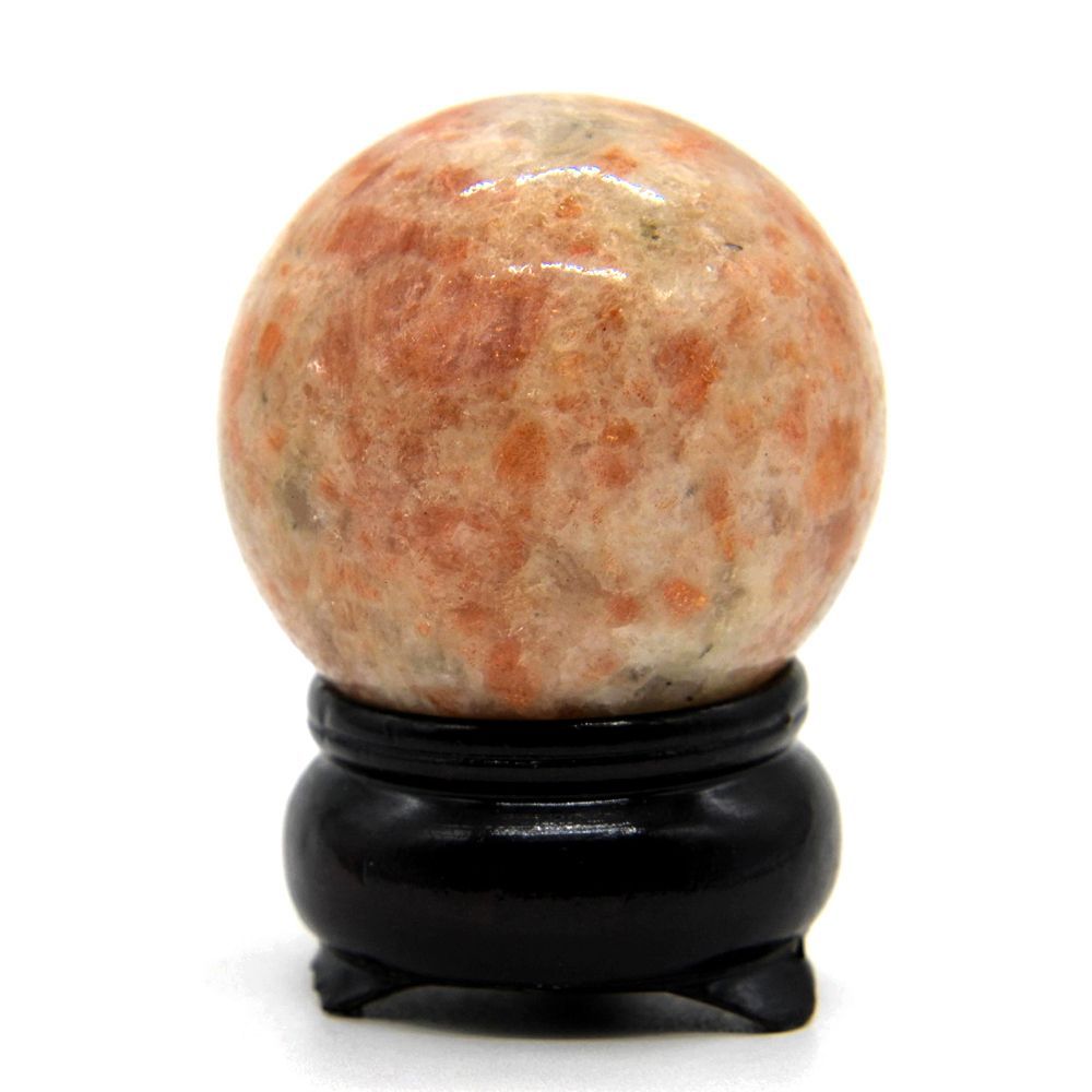 サンストーン 41mm丸玉 台座付き_[NO.1] ☆天然石 スフィア 置石