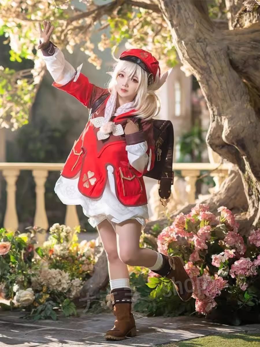 原神 可莉 クレー コスプレ衣装 豪華版 フルセット リュックサック 靴 ウィッグ コスチューム cosplay 演出