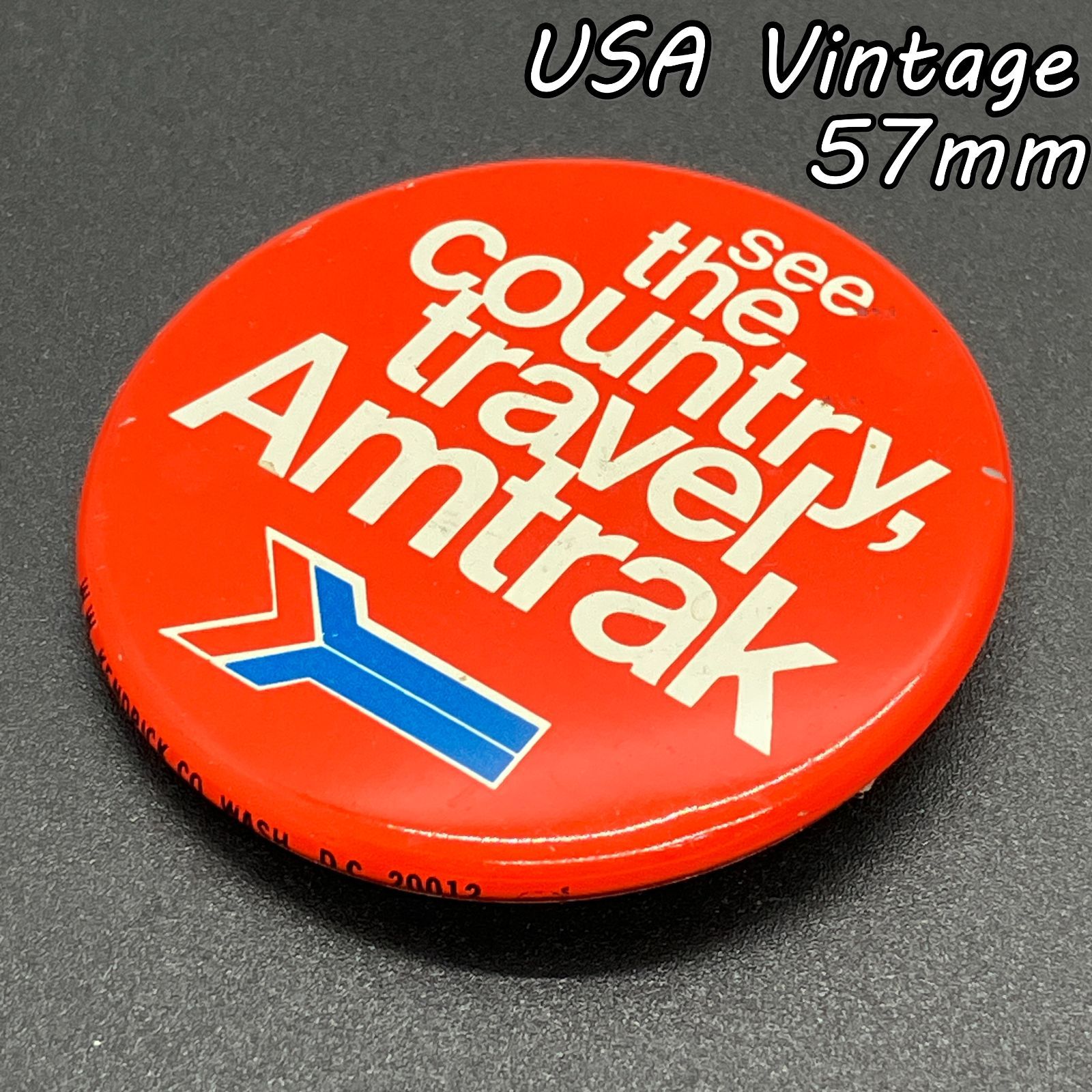 缶バッジ アメリカ 輸入 雑貨 ビンテージ 『 アムトラック 赤色 旅