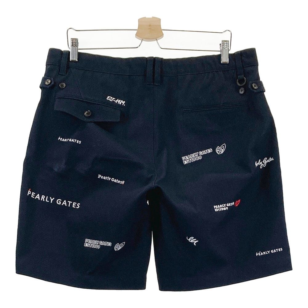 サイズ 7 PEARLY GATES パーリーゲイツ モデル ハーフパンツ 刺繍 総柄 ネイビー系 ゴルフウェア メンズ ストスト