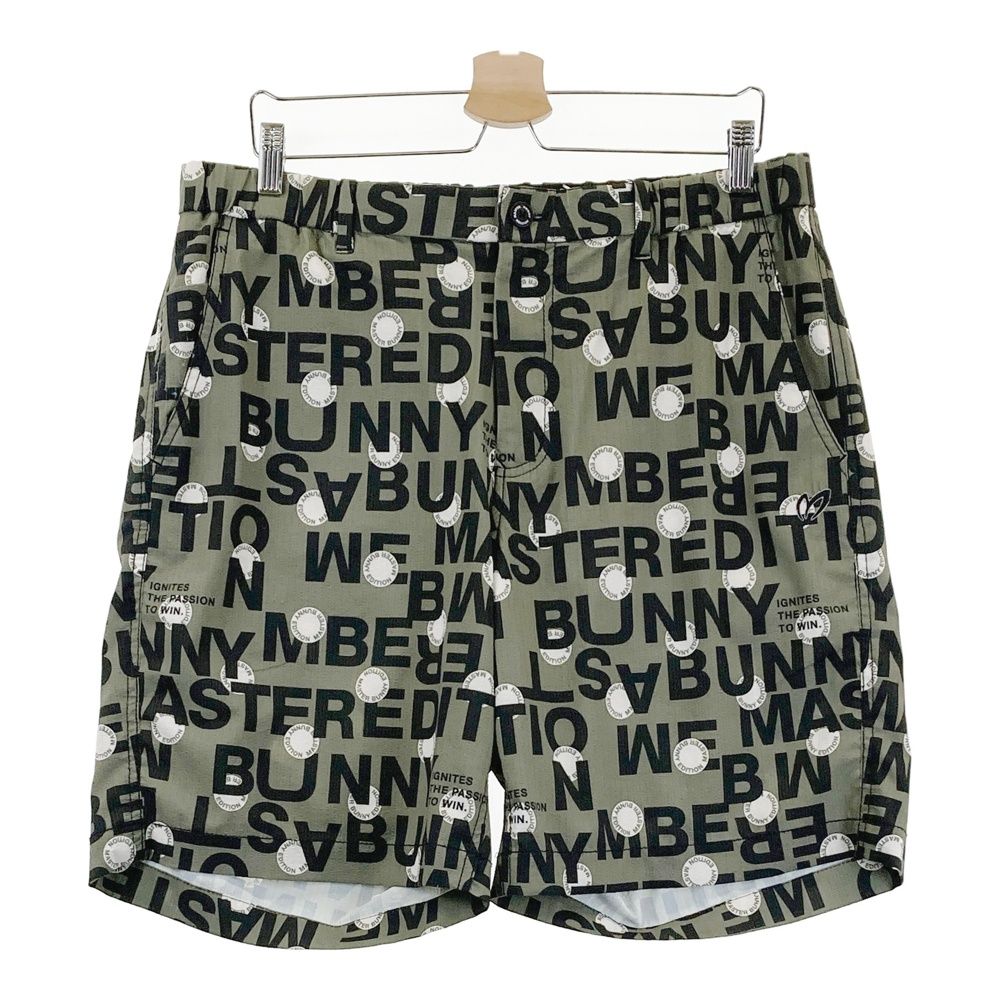 サイズ 7 MASTER BUNNY EDITION マスターバニーエディション モデル ストレッチ ハーフパンツ ロゴ 総柄 カーキ系 240101556375 ゴルフウェア メンズ ストスト
