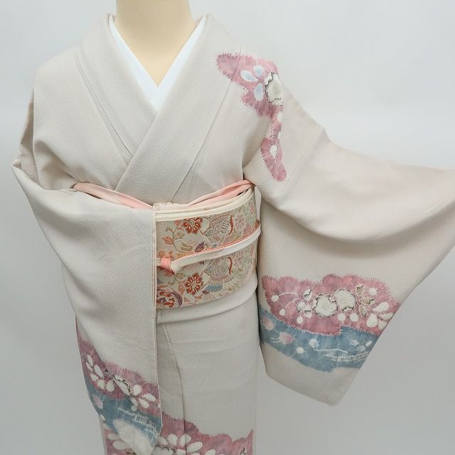 ✾まめ藤✾ｍ2371 正絹 滝泰謹製 ますいわ屋扱い 辻が花 縫い一つ紋 トールサイズ 手縫い仕立て 訪問着