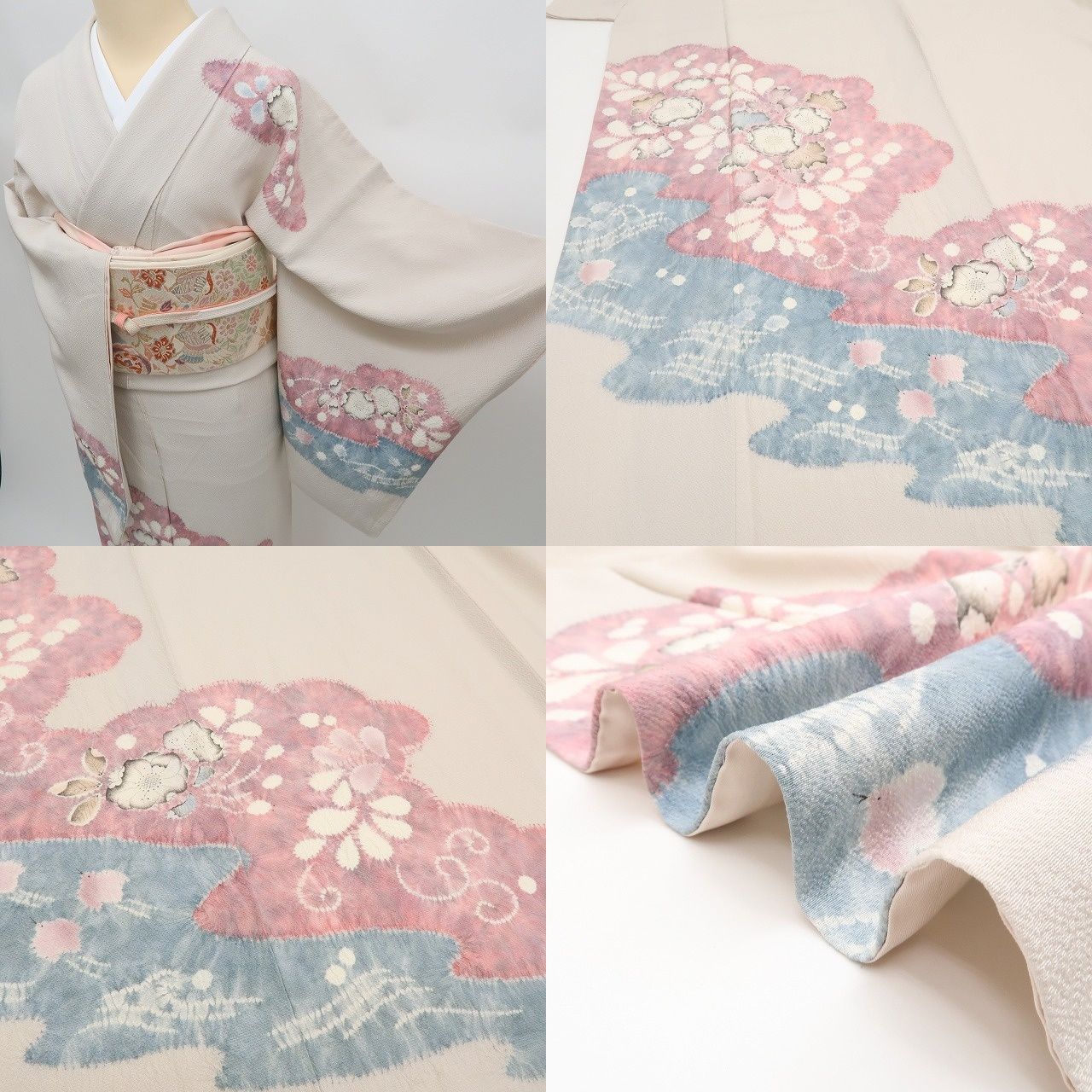 ✾まめ藤✾m2371＊正絹 滝泰謹製 ますいわ屋扱い 辻が花 縫い一つ紋