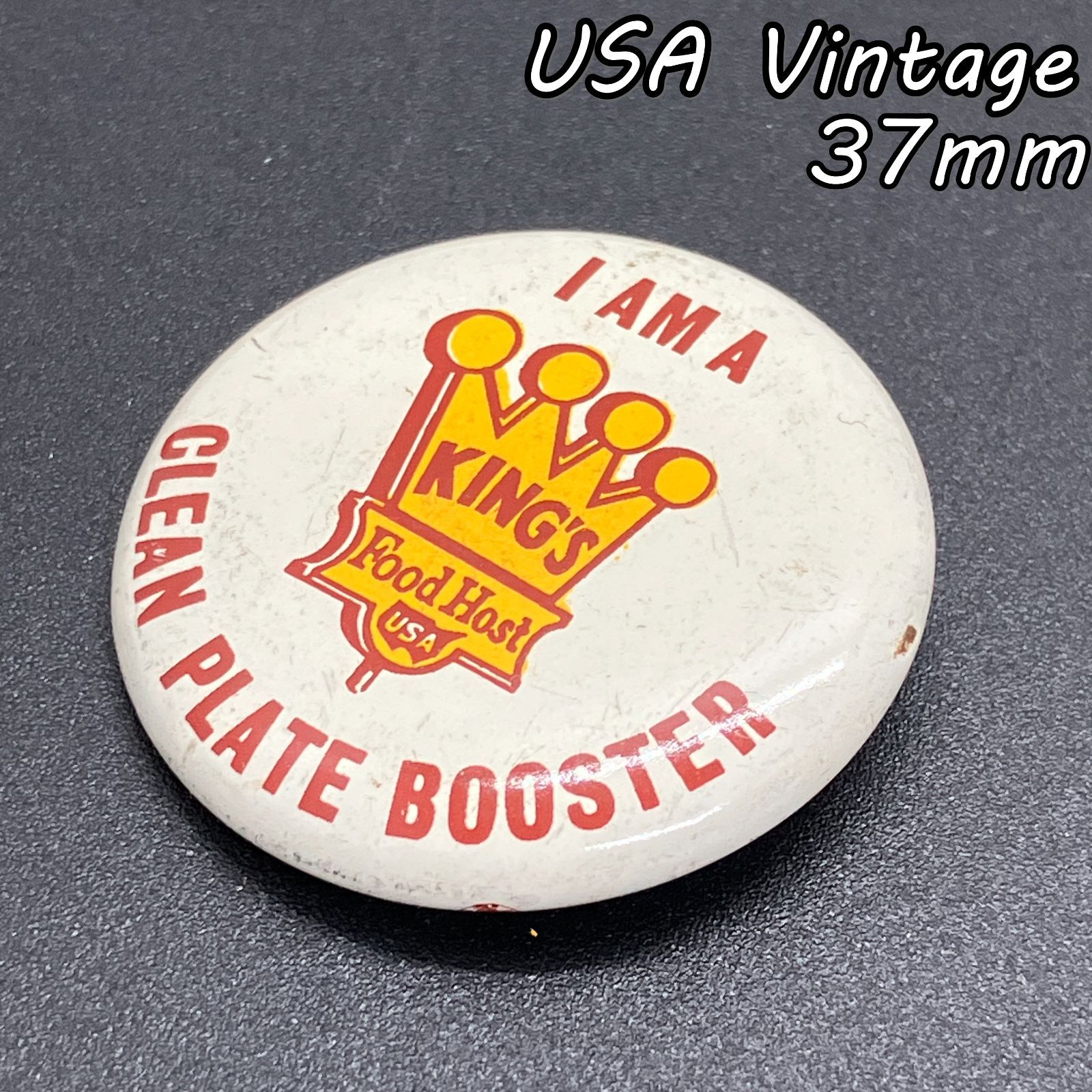 缶バッジ アメリカ 輸入 雑貨 ビンテージ 『 KING'S Food Host 王冠