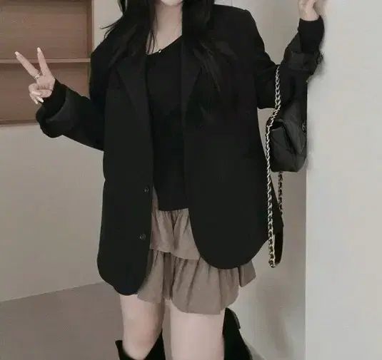 オーバーサイズ ブラック ブレーザー ジャケット