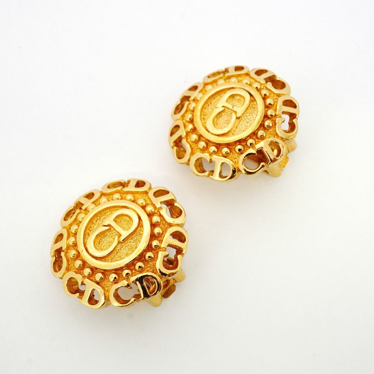 5 jmb 0906 クリスチャンディオール イヤリング CDロゴ GPメッキ ゴールド レディース