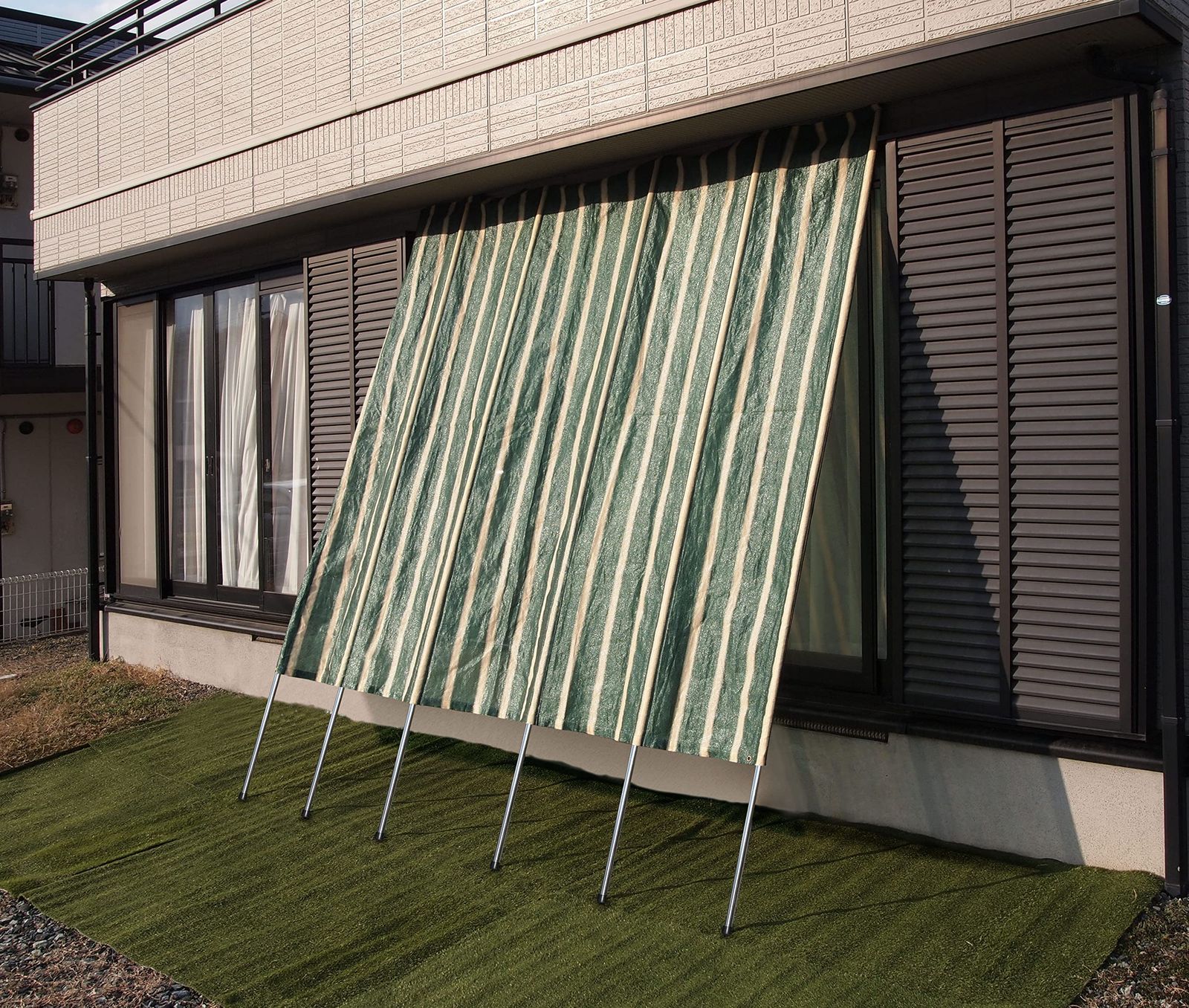リビングアウト Living Out たてす グリーン 本体 奥行290 cm 高さ300 幅3 日よけ 簡単設置 支柱伸縮 目隠し アジャスター付 サンシェード