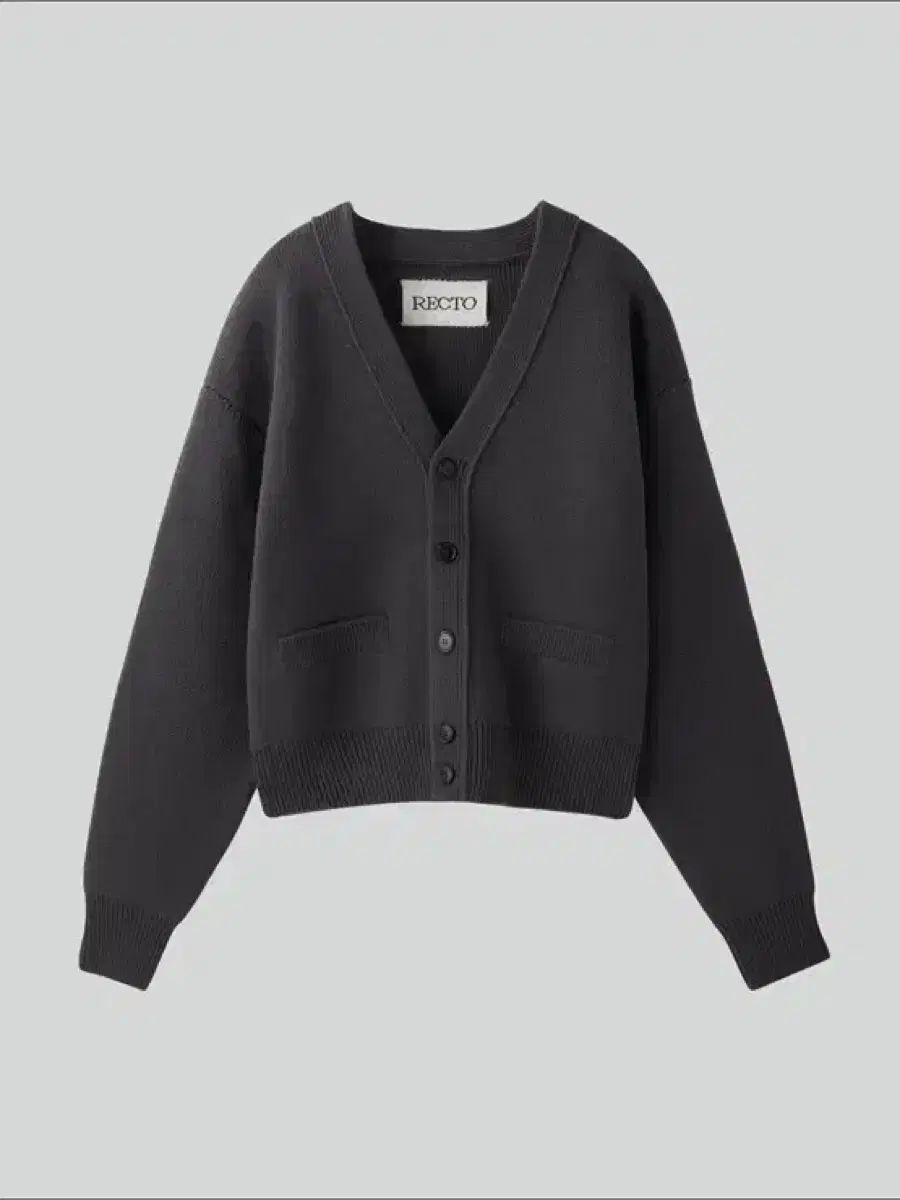 S レクト ルー コンパクト ニット カーディガン チャコール グレー