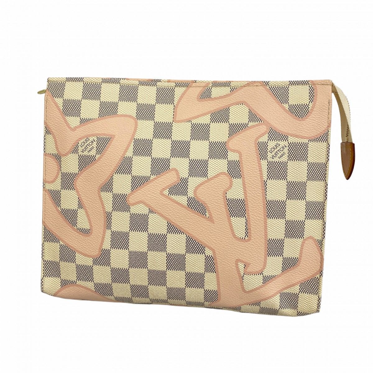 5oc1556 ルイヴィトン ポーチ ダミエ アズール タヒチ ポッシュトワレット26 N41049 ホワイト ローズバレリーヌ レディース