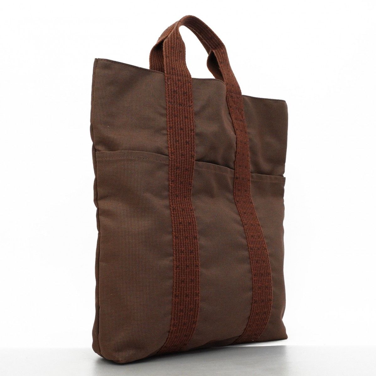 5oc1605 エルメス トートバッグ エールラインカバス キャンバス ブラウン シルバー金具 メンズ レディース ユニセックス