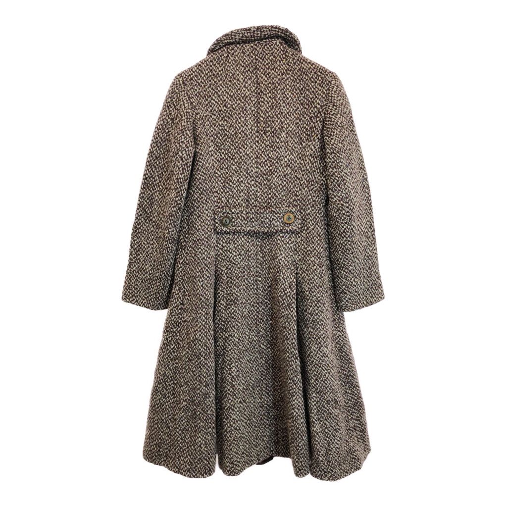 70年代 イングランド製 Aquascutum アクアスキュータム ダブルブレスト ウールツイード Aラインコート レディース M相当 古着 V2190