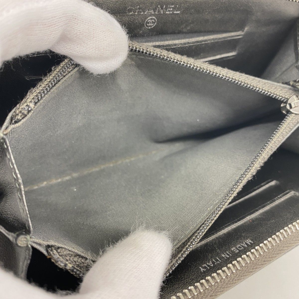  5 oc 1707 シャネル コインケース CCフィリグリー キャビアスキン グレー シルバー金具 レディース コインケース 小銭入れ 小物