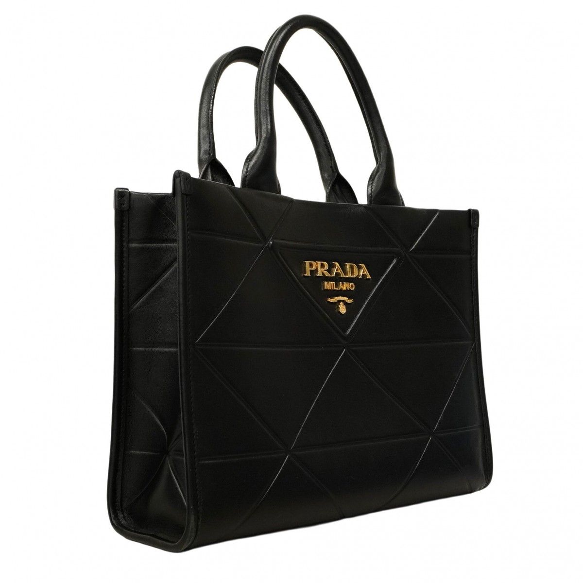 5oc1804-h プラダ トートバッグ シンボルトップステッチ レザー ブラック ゴールド金具 レディース