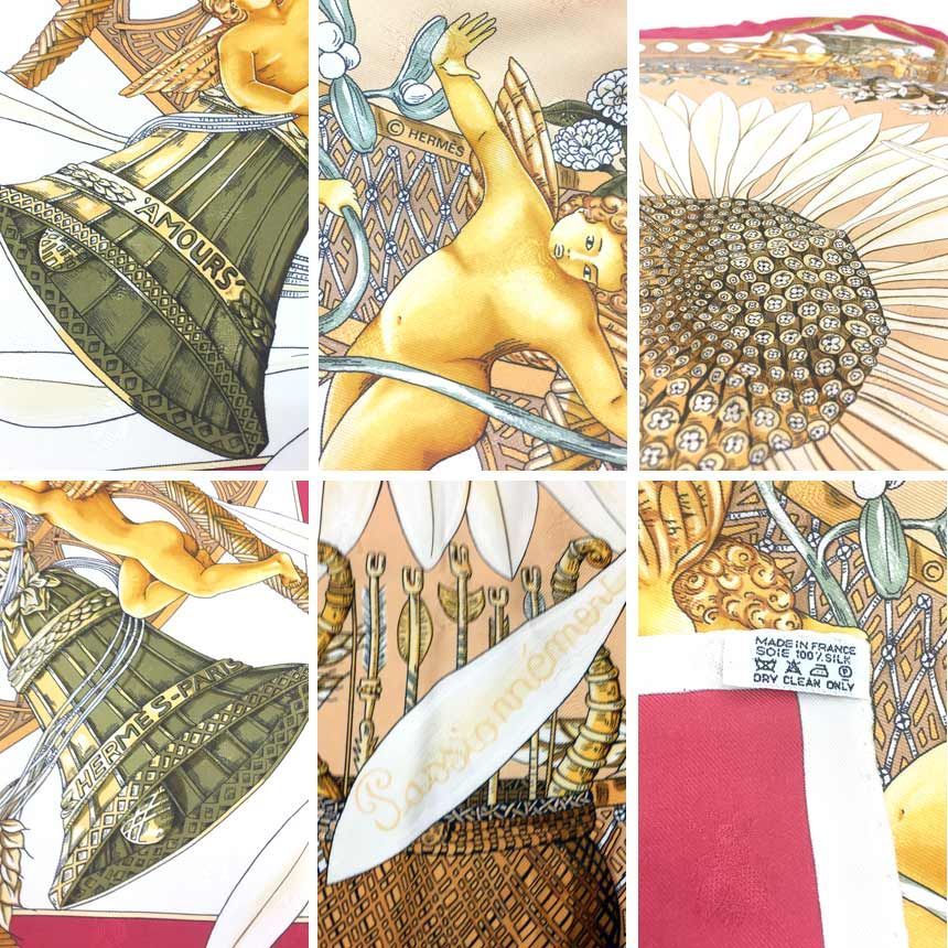 超 物 HERMES エルメス カレ90 スカーフ AMOURS 愛 アモーレ レッド 赤 フラワー マーガレット aq 11814