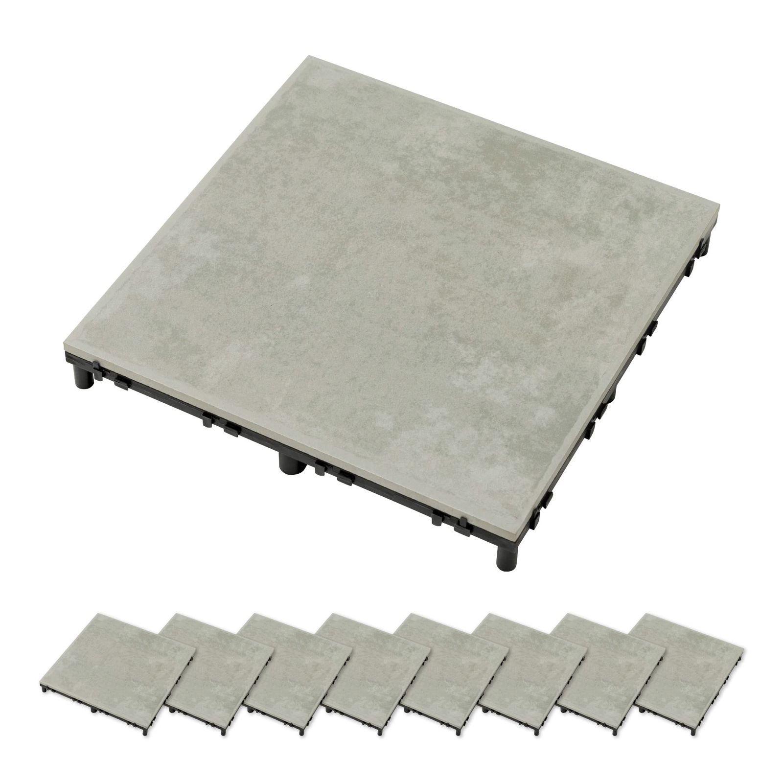 タカショー ガーデンタイル ベースアップ 敷くだけデッキ 磁器タイル 9枚組 ライトグレー LG DIY エクステリア ジョイントタイル 敷くだけ簡単設置 磁器タイル ポリプロピレン JBG-BCLG 9S